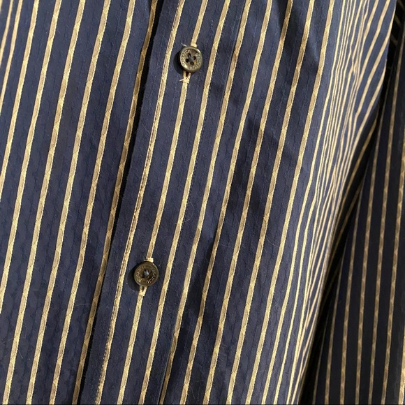 Bugatchi Men’s Long Sleeved Button Down Shirt Royal blue w/ Silver Gray Stripes - Picture 10 of 13